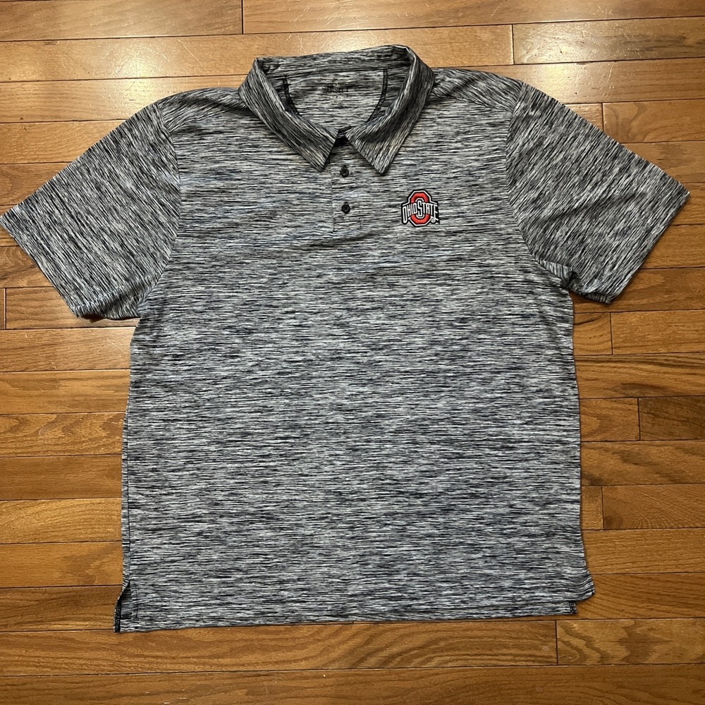 Ohio State Buckeyes Polo Shirt Mens XL Gray Space Dye NCAA Embroidered